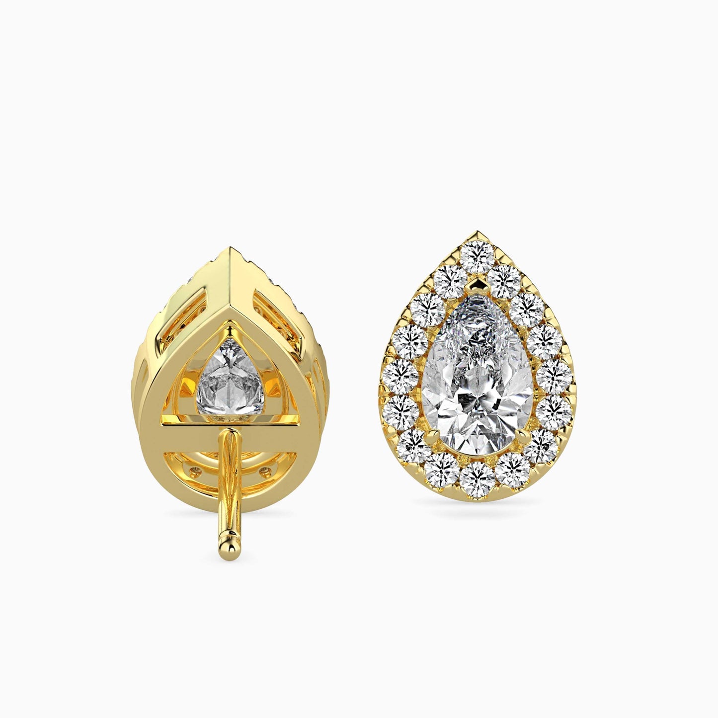 50 Cent Pear Solitaire Studs with Halo