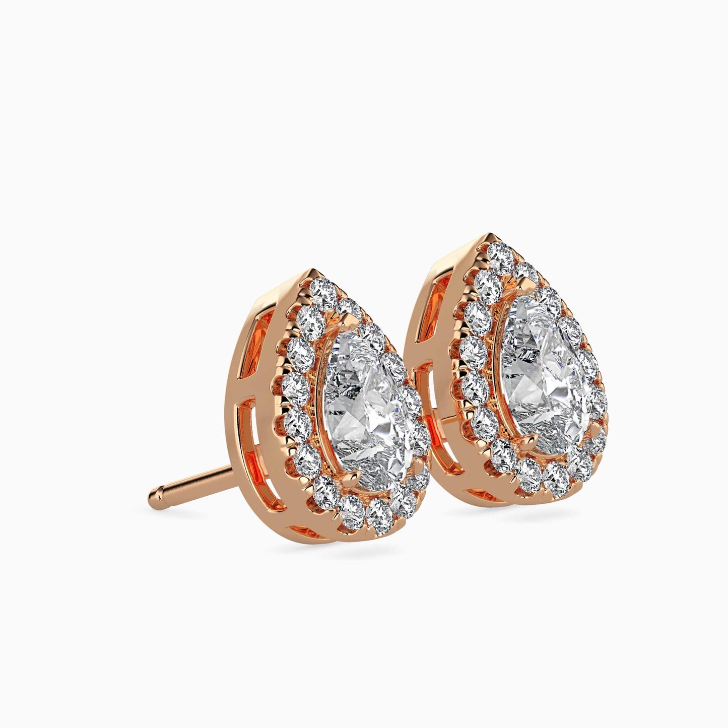 50 Cent Pear Solitaire Studs with Halo