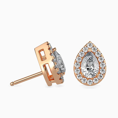 50 Cent Pear Solitaire Studs with Halo