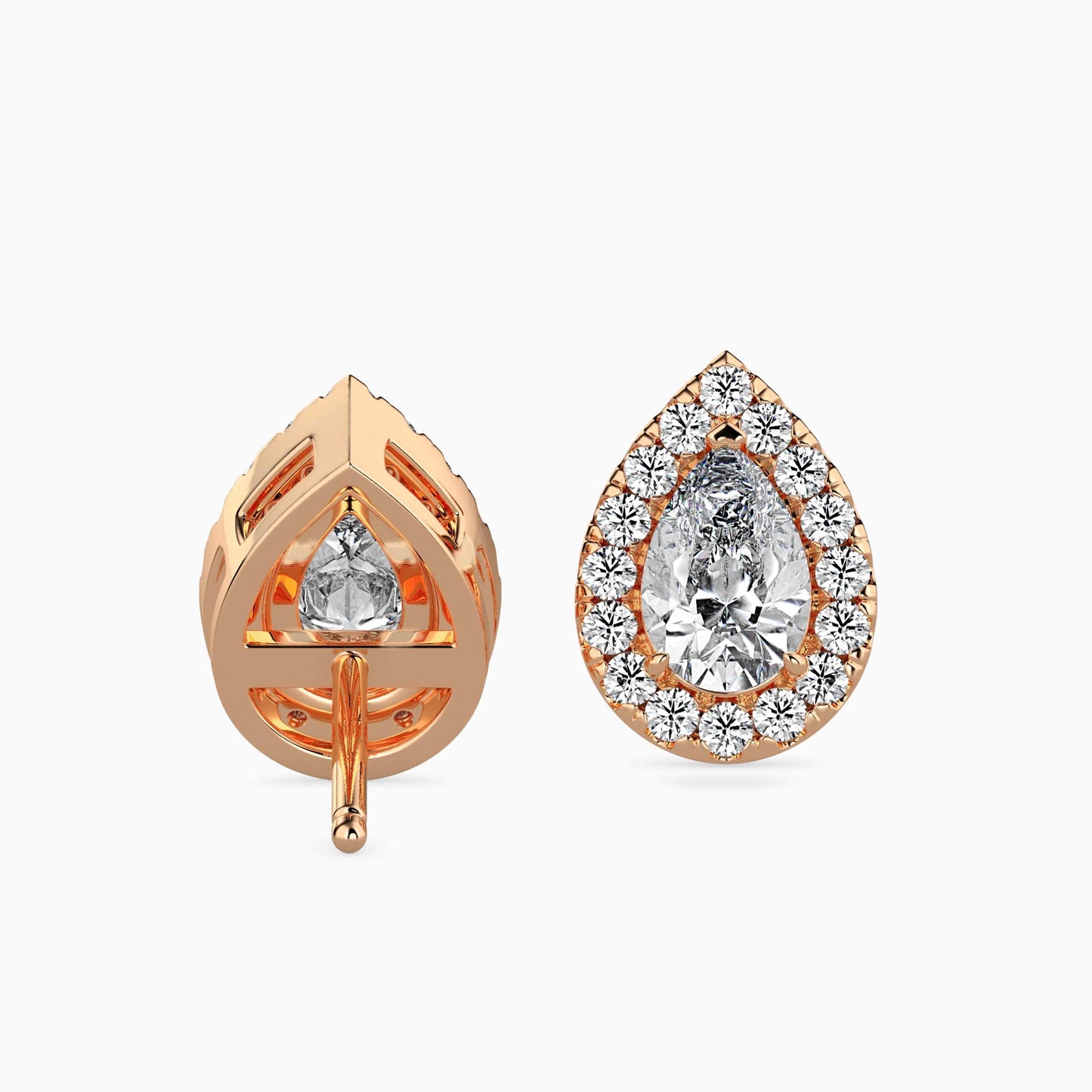 50 Cent Pear Solitaire Studs with Halo