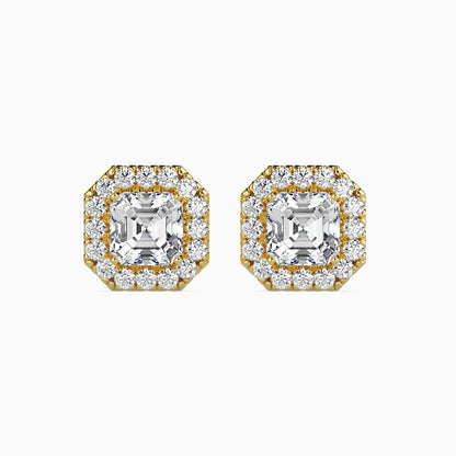 50 Cent Asscher Solitaire Studs with Halo