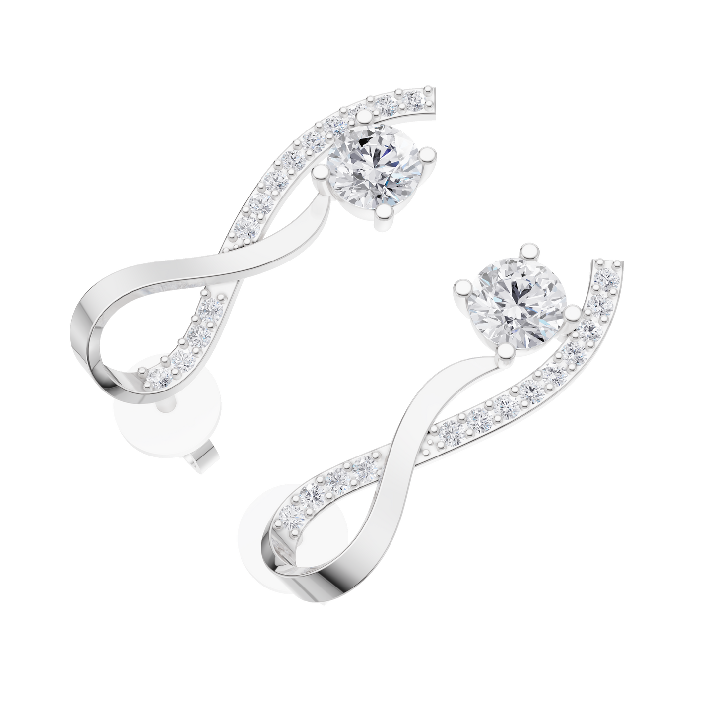 Infinity Cascade Solitaire Diamond Earrings