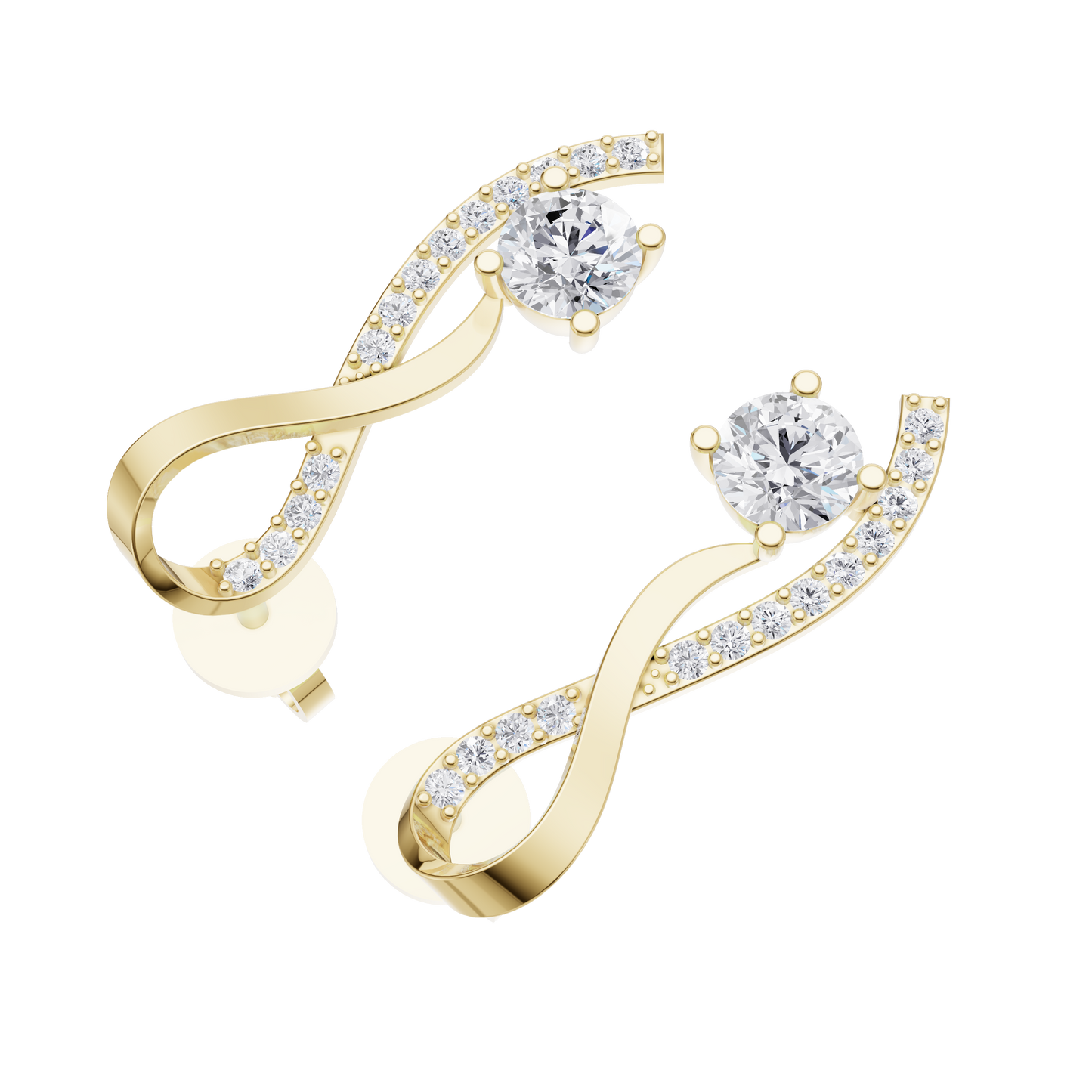 Infinity Cascade Solitaire Diamond Earrings