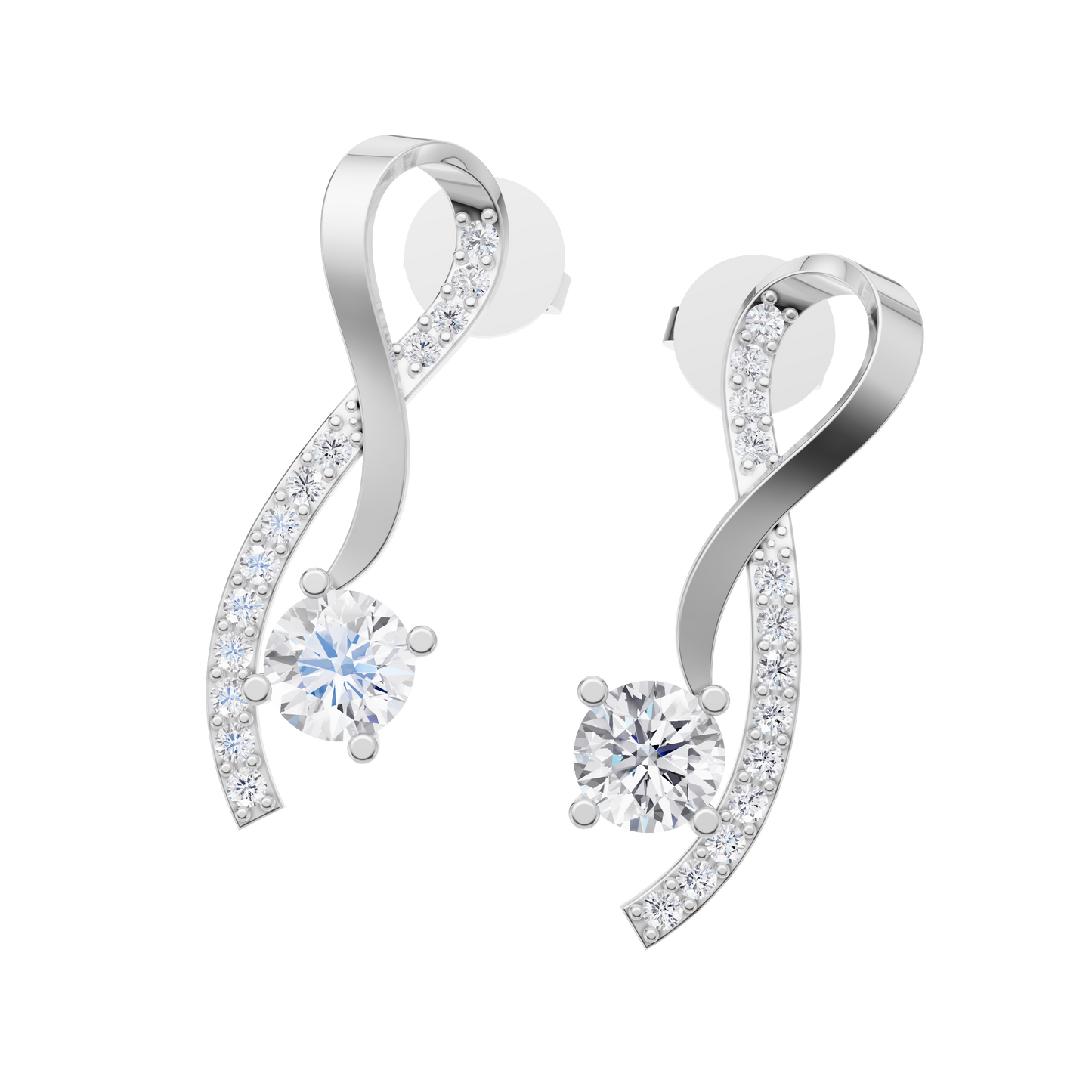 Infinity Cascade Solitaire Diamond Earrings