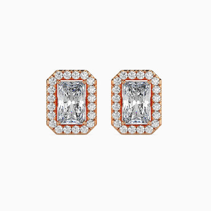 50 Cent Radiant Solitaire Studs with Halo
