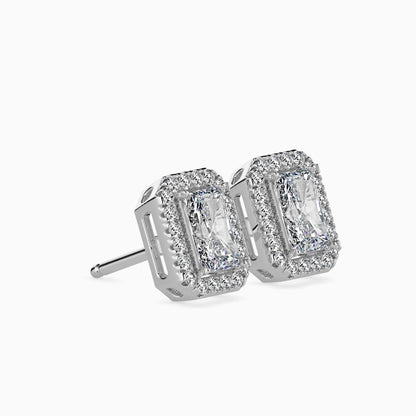 50 Cent Radiant Solitaire Studs with Halo