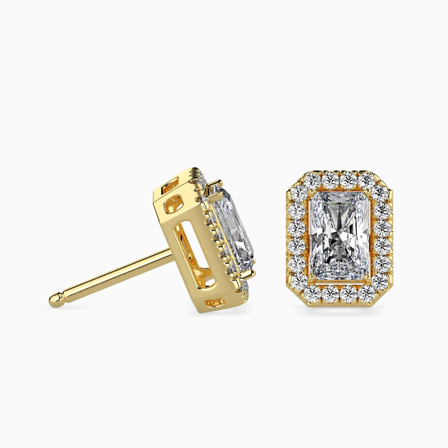 50 Cent Radiant Solitaire Studs with Halo