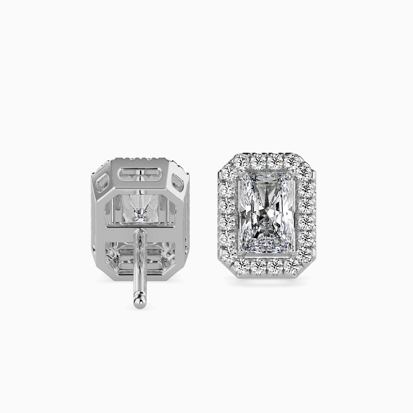 50 Cent Radiant Solitaire Studs with Halo