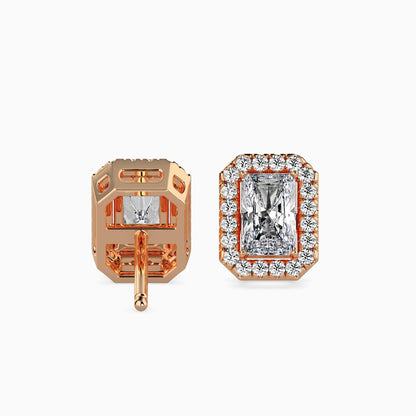 50 Cent Radiant Solitaire Studs with Halo