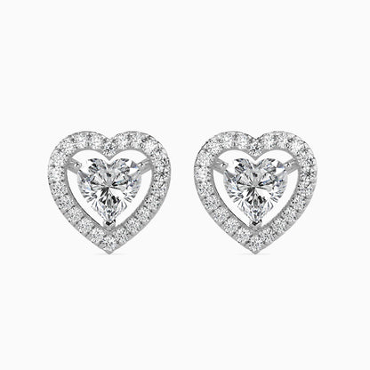 50 Cent Heart Solitaire Studs with Halo