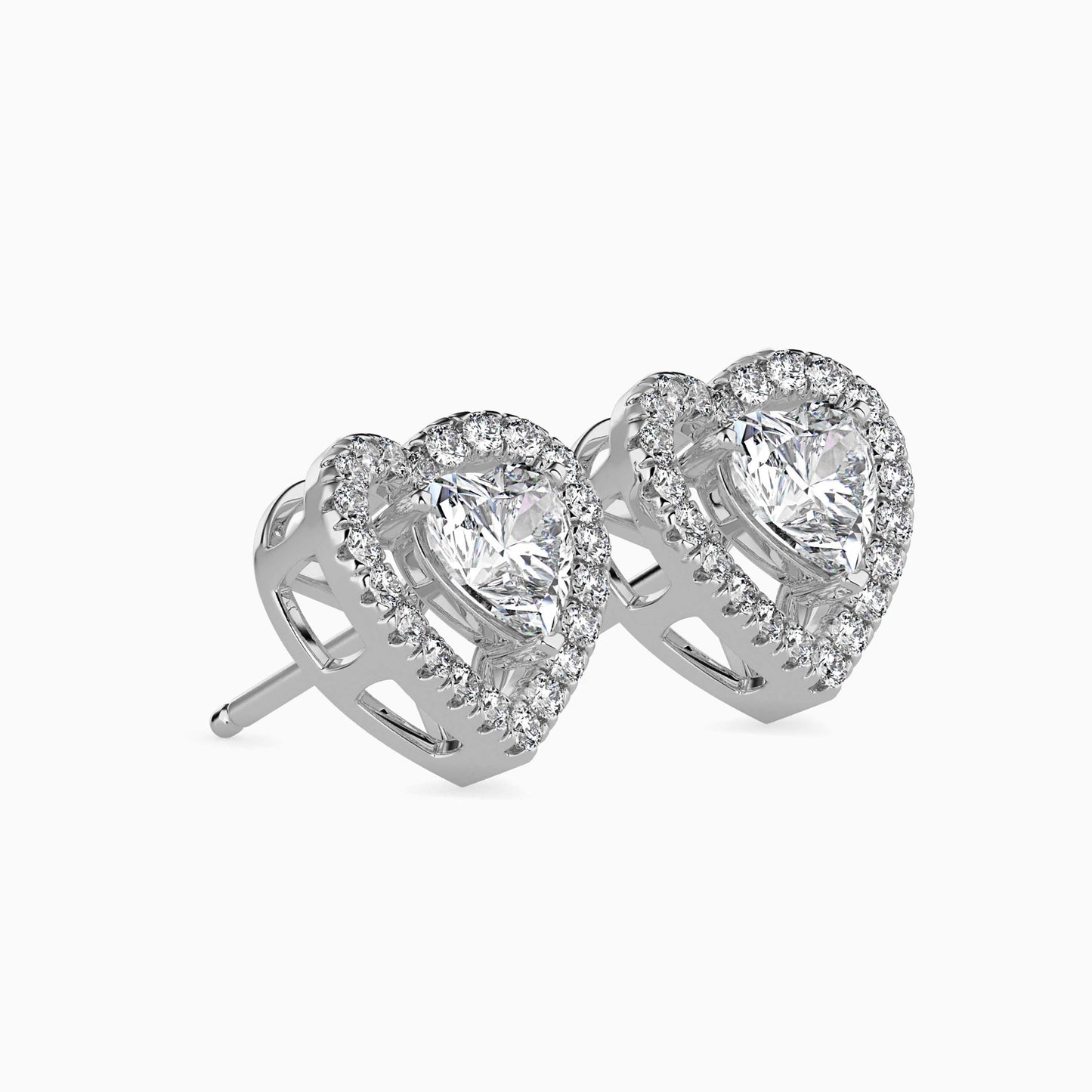 50 Cent Heart Solitaire Studs with Halo