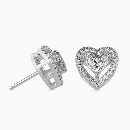 50 Cent Heart Solitaire Studs with Halo