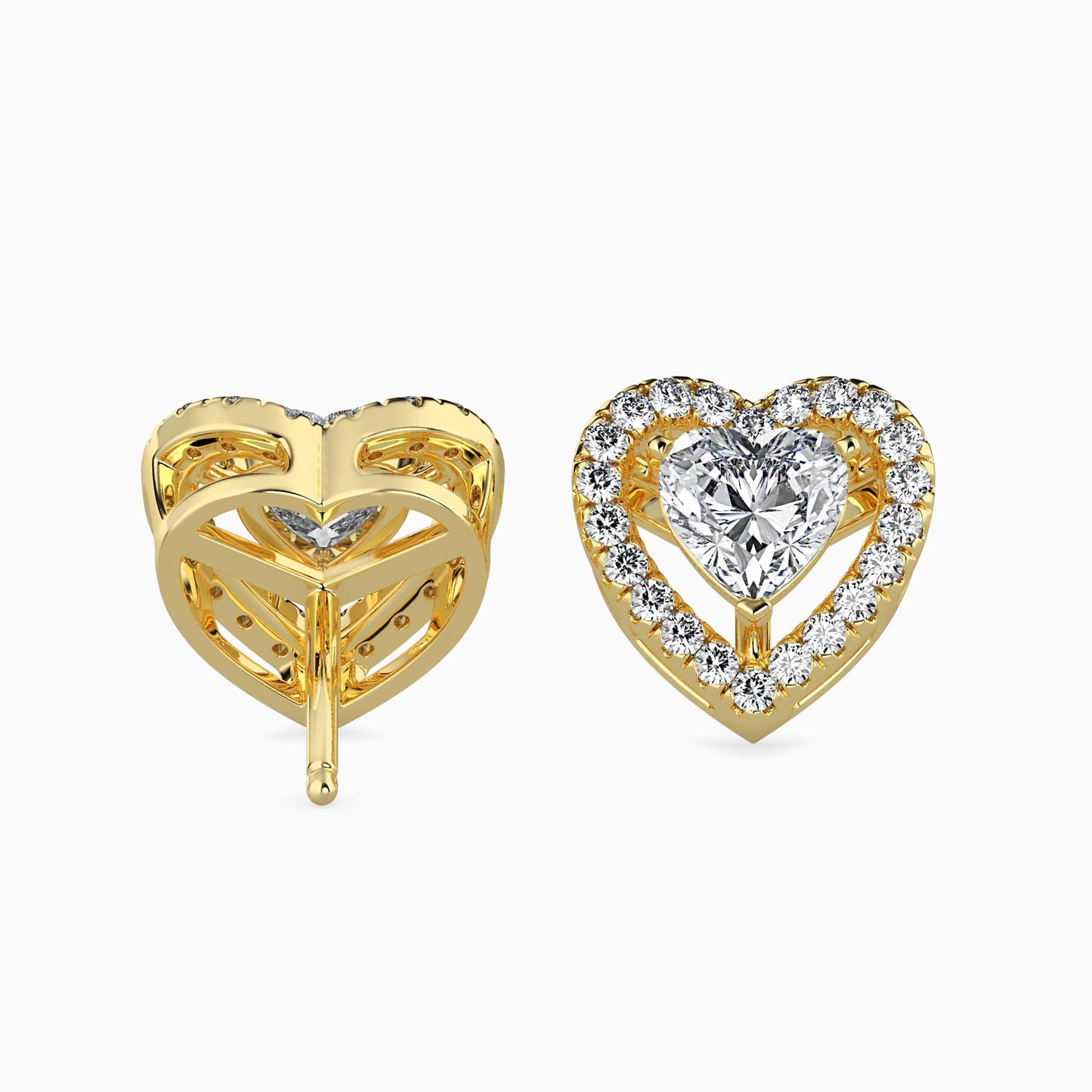50 Cent Heart Solitaire Studs with Halo