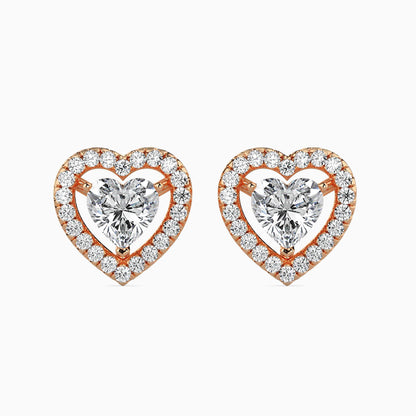 50 Cent Heart Solitaire Studs with Halo