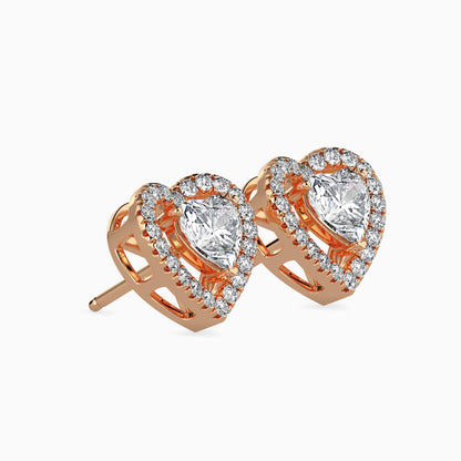 50 Cent Heart Solitaire Studs with Halo
