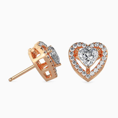 50 Cent Heart Solitaire Studs with Halo
