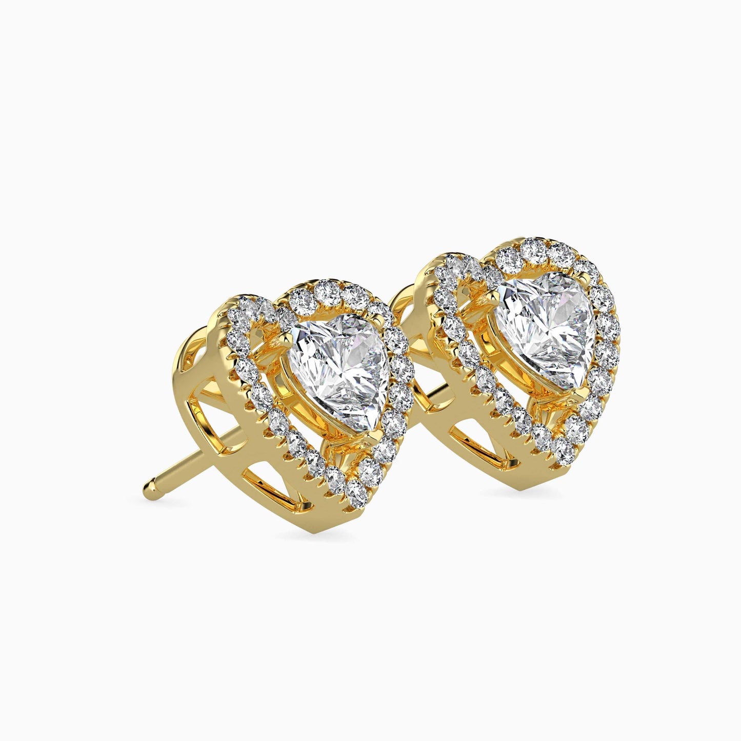 50 Cent Heart Solitaire Studs with Halo