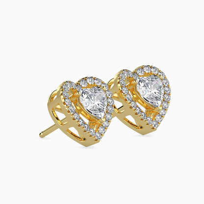 50 Cent Heart Solitaire Studs with Halo