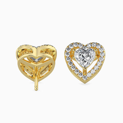 50 Cent Heart Solitaire Studs with Halo