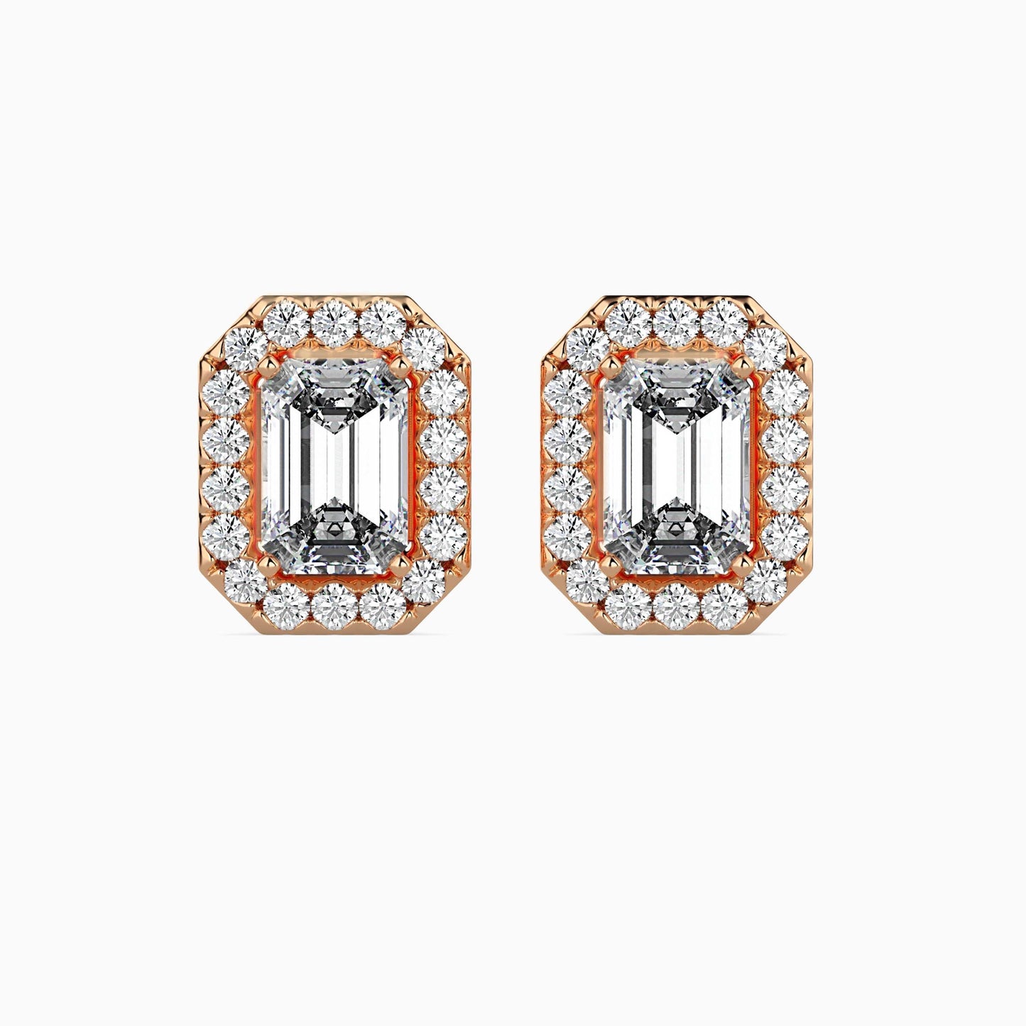 50 Cent Emerald Solitaire Studs with Halo