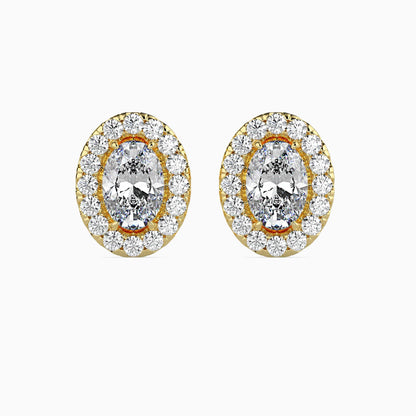 50 Cent Oval Solitaire Studs with Halo