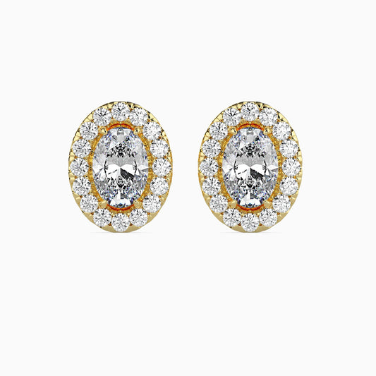 50 Cent Oval Solitaire Studs with Halo