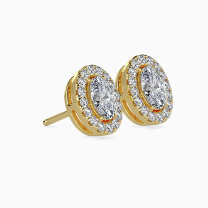 50 Cent Oval Solitaire Studs with Halo