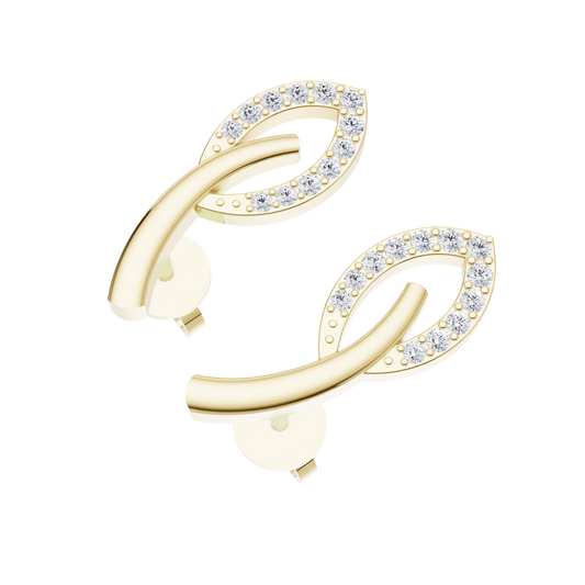 Leafy Luster Diamond Earrings