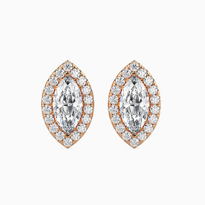 1 Carat Marquise Solitaire Studs with Halo