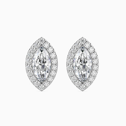 1 Carat Marquise Solitaire Studs with Halo