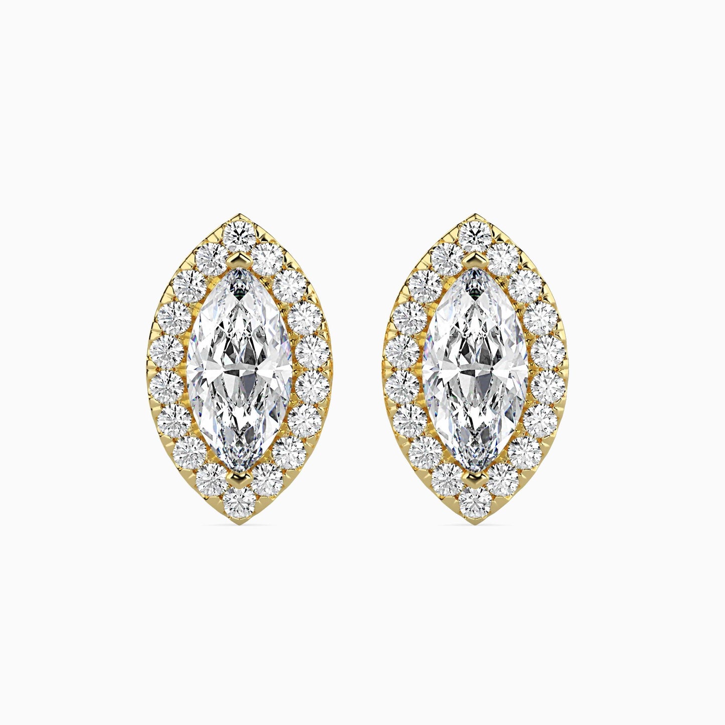 1 Carat Marquise Solitaire Studs with Halo
