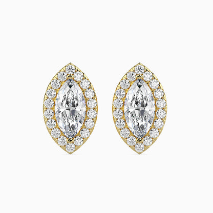 1 Carat Marquise Solitaire Studs with Halo