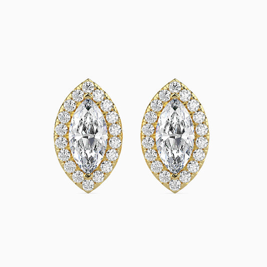1 Carat Marquise Solitaire Studs with Halo