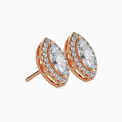 1 Carat Marquise Solitaire Studs with Halo