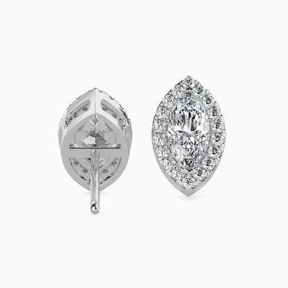 1 Carat Marquise Solitaire Studs with Halo