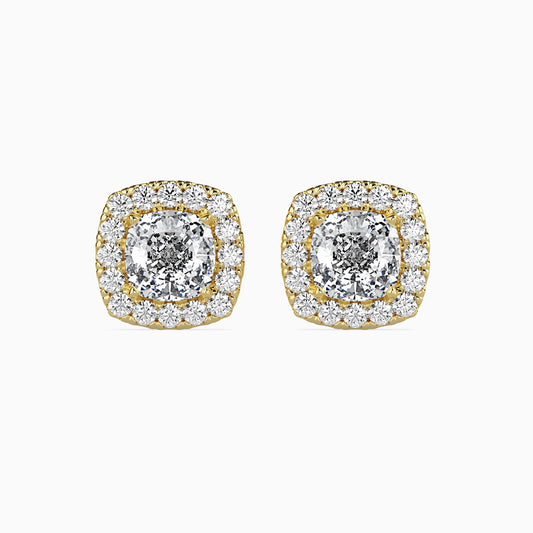 1 Carat Cushion Solitaire Studs with Halo