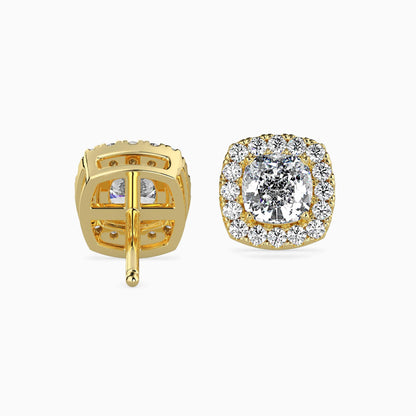 1 Carat Cushion Solitaire Studs with Halo