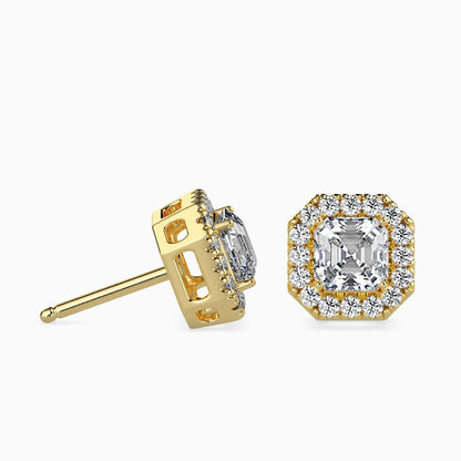 1 Carat Asscher Solitaire Studs with Halo