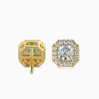 1 Carat Asscher Solitaire Studs with Halo