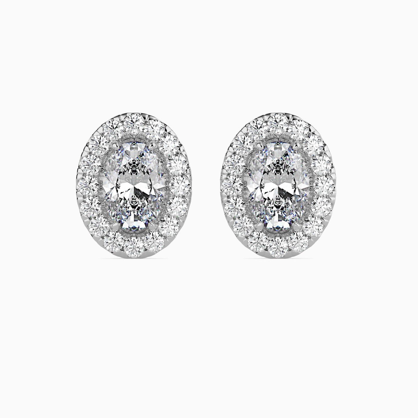 1 Carat Oval Solitaire Studs with Halo