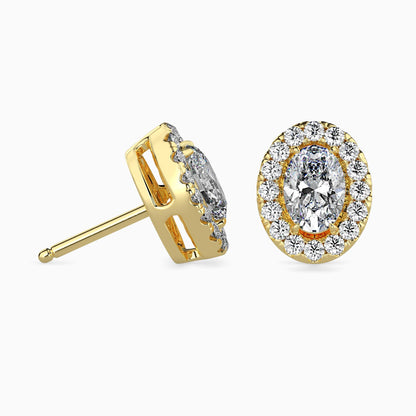 1 Carat Oval Solitaire Studs with Halo