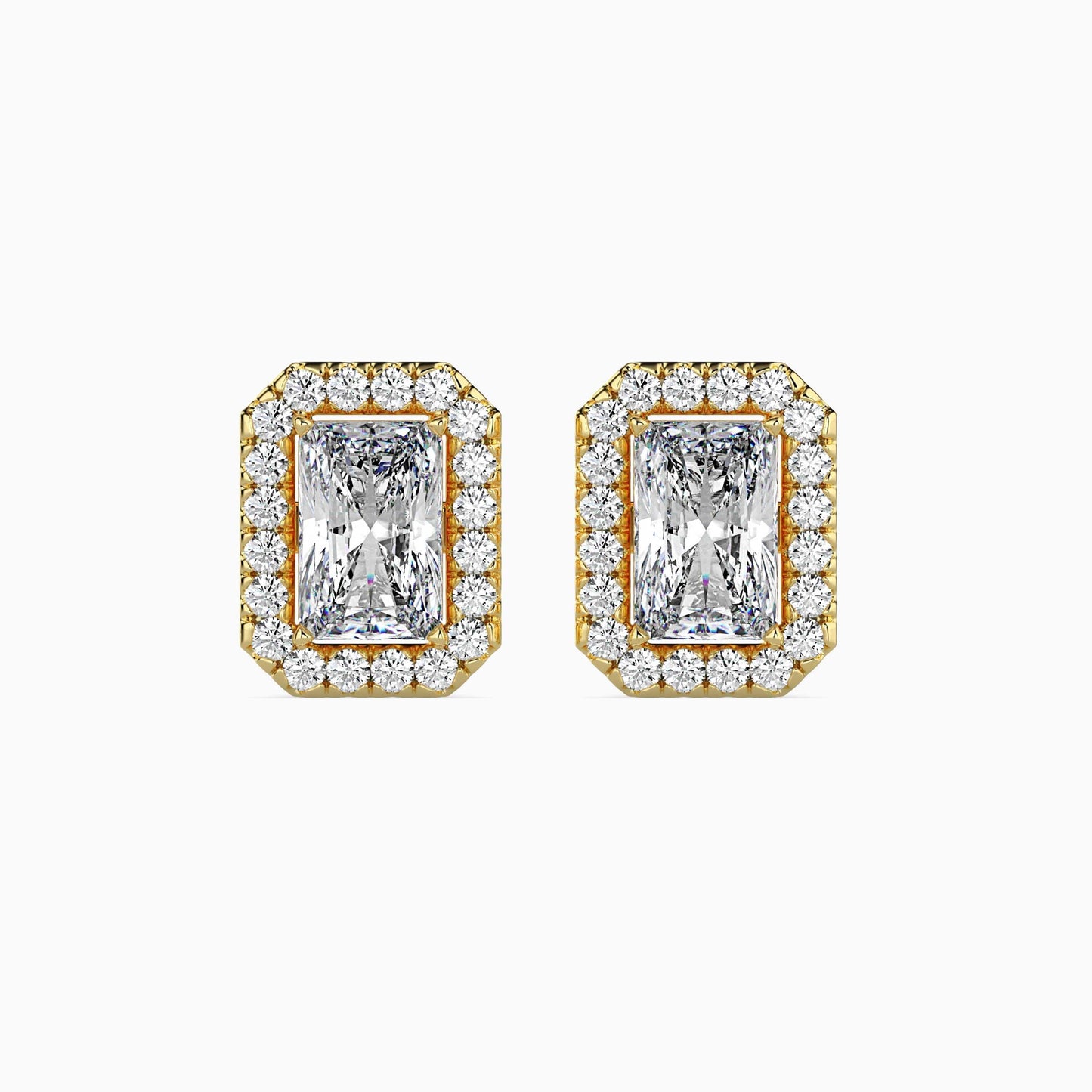 1 Carat Radiant Solitaire Studs with Halo