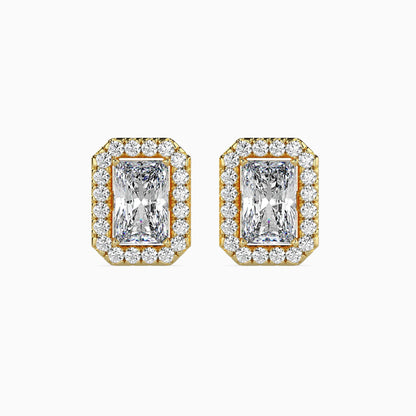1 Carat Radiant Solitaire Studs with Halo