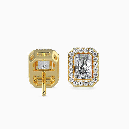1 Carat Radiant Solitaire Studs with Halo
