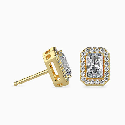 1 Carat Radiant Solitaire Studs with Halo