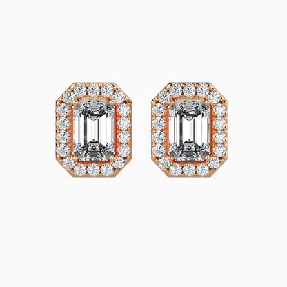 1 Carat Emerald Solitaire Studs with Halo