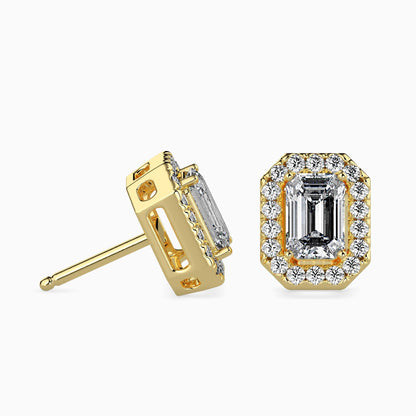 1 Carat Emerald Solitaire Studs with Halo