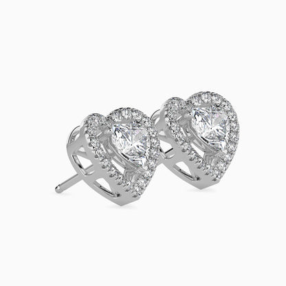 1 Carat Heart Solitaire Studs with Halo