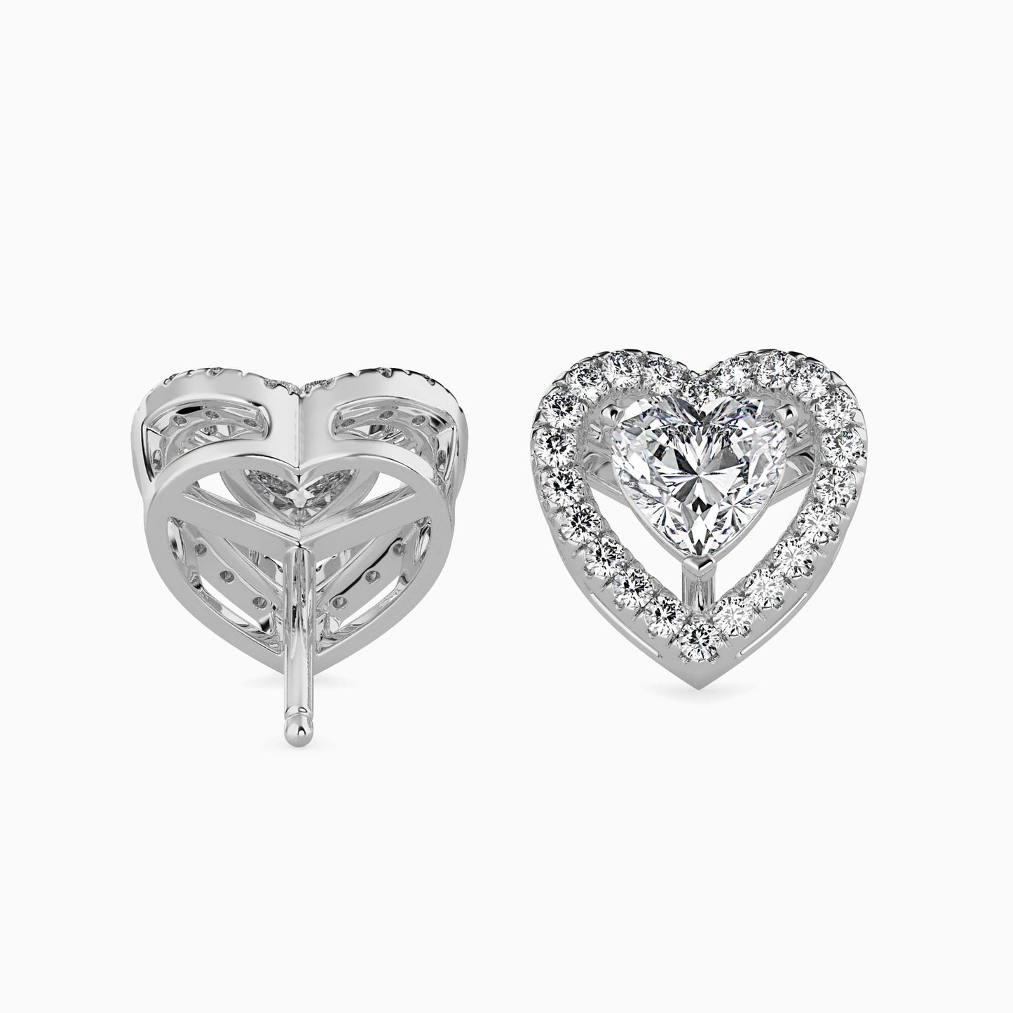 1 Carat Heart Solitaire Studs with Halo