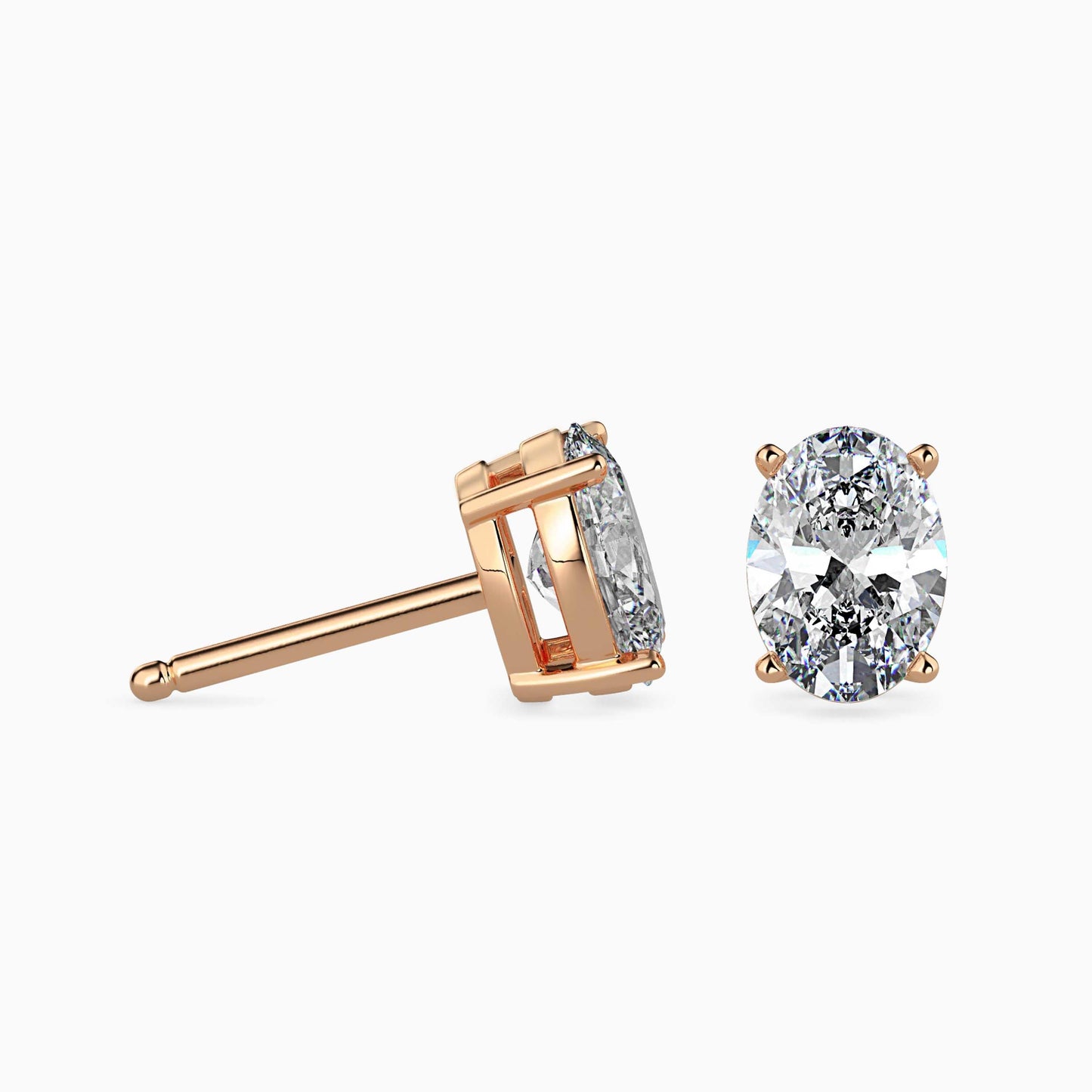 50 Cent Oval Solitaire Studs